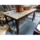 AN 18th.C.AND LATER OAK REFECTORY TABLE, THE TOP 151 x 75 x H.74cms.