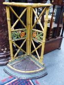 A 19th.C.ARTS AND CRAFTS CAST IRON CORNER STICKSTAND. H.67cms.