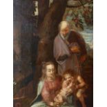 OLD MASTER SCHOOL THE HOLY FAMILY OIL ON CANVAS. 163 x 124cms. UNFRAMED.