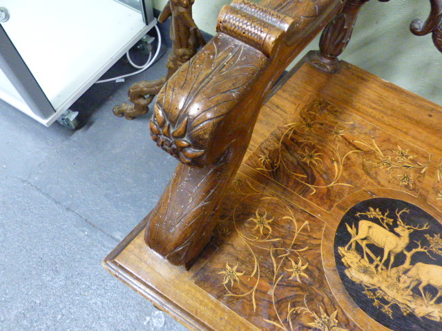 A 19th.C.SWISS BLACK FOREST CARVED AND INLAID ARMCHAIR WITH UNUSUAL SPRUNG SEAT AND INTEGRAL - Image 18 of 48