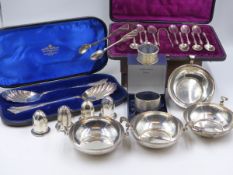 A SET OF FOUR SILVER HALLMARKED MAPPIN AND WEBB MATCHING PORRINGERS, DATED 1920 LONDON, TOGETHER