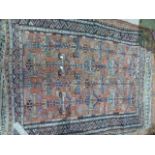 AN ANTIQUE CAUCASIAN SUOMAK RUG 10 X 130 CM AND ANOTHER CAUCASIAN RUG