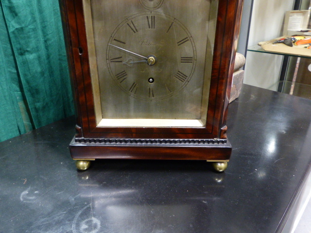 VULLIAMY,LONDON . A LATE GEORGIAN MAHOGANY AND EBONY INLAID BRACKET CLOCK. PLAIN SILVERED DIAL - Image 6 of 39