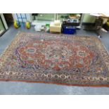 ANTIQUE PERSIAN HERIZ CARPET. 202 x 293cms.