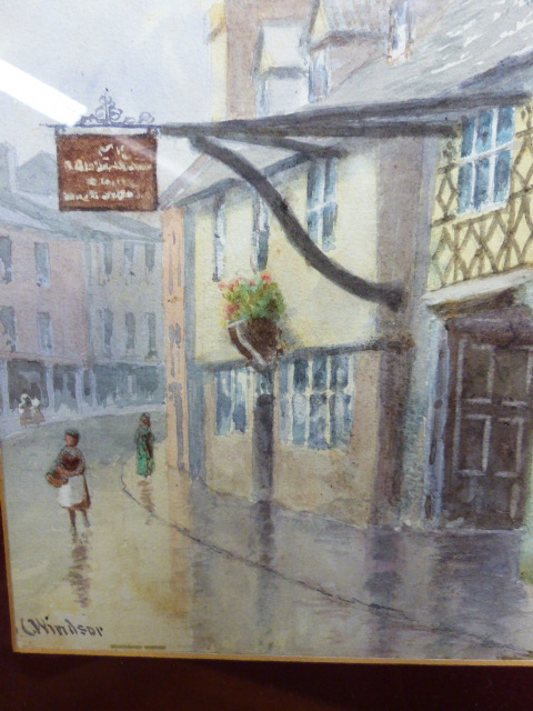 C.WINDSOR EARLY 20th.C.ENGLISH SCHOOL PARSONS STREET, BANBURY SIGNED WATERCOLOUR. 19.5 x 14cms.