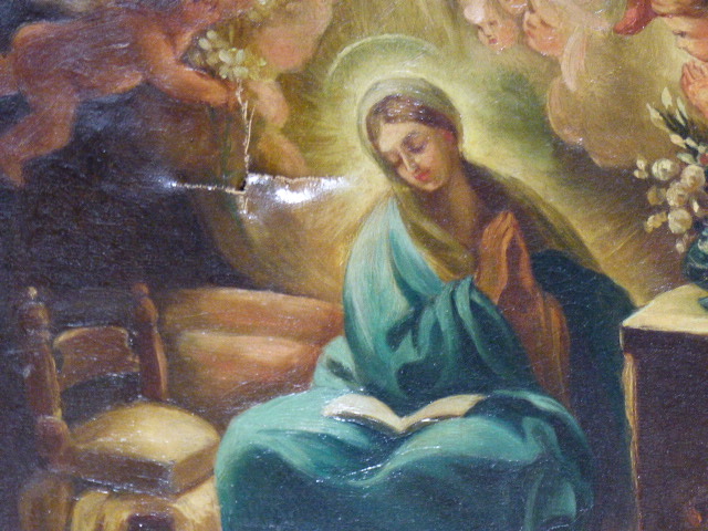 ITALIAN SCHOOL AFTER THE OLD MASTERS A RELIGIOUS SCENE OF MARY AND OTHER FIGURES OIL ON CANVAS, - Image 4 of 15