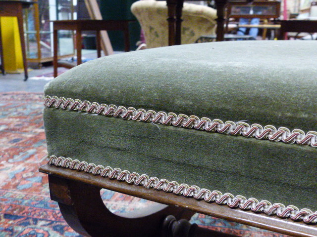 A VICTORIAN WALNUT X FRAME STOOL. W.63 x L.60cms. - Image 5 of 10