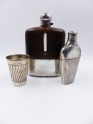 A VICTORIAN SILVER FLASK DATED 1872 TOGETHER WITH A VICTORIAN SILVER BEAKER DATED 1890, TOWN MARK