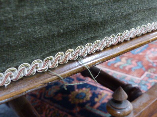 A VICTORIAN WALNUT X FRAME STOOL. W.63 x L.60cms. - Image 10 of 10