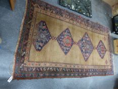 AN ANTIQUE PERSIAN TRIBAL RUG. 240 x 132cms.