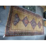 AN ANTIQUE PERSIAN TRIBAL RUG. 240 x 132cms.