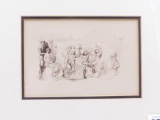 AUGUSTE RODIN 1867-1917 LA RONDE, AN ETCHING. 10 x 15cms.