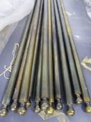 A SET OF LARGE ANODISED STAIR RODS APPROX. D.18mms 31 x L.137cms.