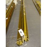A GROUP OF LARGE BRASS TRIANGULAR SECTION STAIR RODS WITH GOTHIC REVIVAL DECORATED ENDS. 10 x