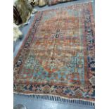 ANTIQUE PERSIAN HERIZ CARPET. 203 x 308cms.