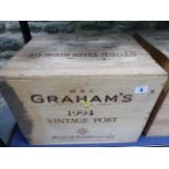 PORT, CASED TWELVE BOTTLES OF GRAHAMS VINTAGE PORT.