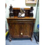 A WM.IV MAHOGANY CHIFFONIER WITH RAISED GALLERY BACK OVER FRIEZE DRAWER AND TWO DOORS. W.92 x H.