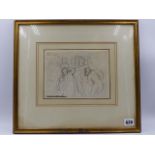 THOMAS STODHART (1755-1834) STUDY FOR THOMAS BECKET, PENCIL AND INK DRAWING. 15 x 20cms.