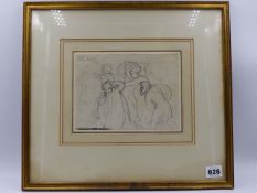 THOMAS STODHART (1755-1834) STUDY FOR THOMAS BECKET, PENCIL AND INK DRAWING. 15 x 20cms.