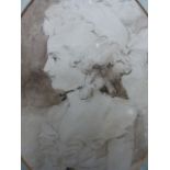 A 19th.C.CARVED BLACK FOREST TYPE EASEL BACK FRAME CONTAINING A WATERCOLOUR PORTRAIT OF A YOUNG