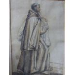 CAPT. W. CRANFORD (ENGLISH 19th.C.) A CAPUCIN MONK INITIALLED PENCIL DRAWING. 27 x 18cms.