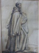 CAPT. W. CRANFORD (ENGLISH 19th.C.) A CAPUCIN MONK INITIALLED PENCIL DRAWING. 27 x 18cms.