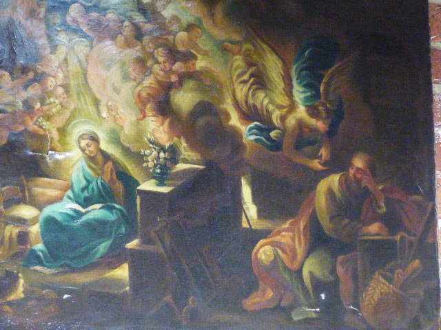 ITALIAN SCHOOL AFTER THE OLD MASTERS A RELIGIOUS SCENE OF MARY AND OTHER FIGURES OIL ON CANVAS,
