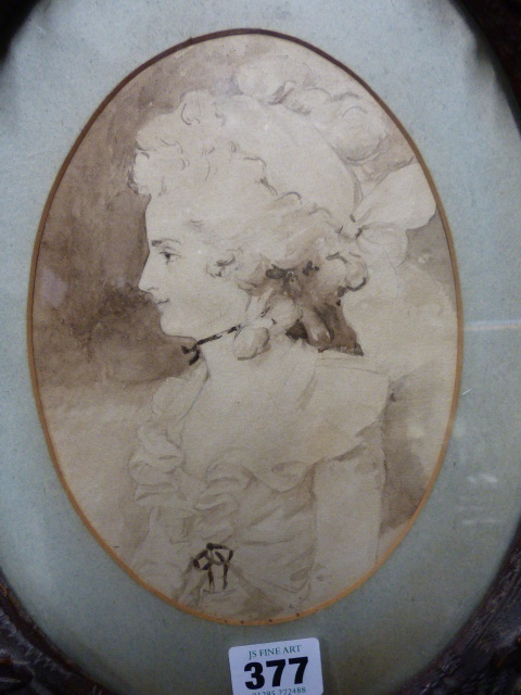 A 19th.C.CARVED BLACK FOREST TYPE EASEL BACK FRAME CONTAINING A WATERCOLOUR PORTRAIT OF A YOUNG - Image 3 of 15