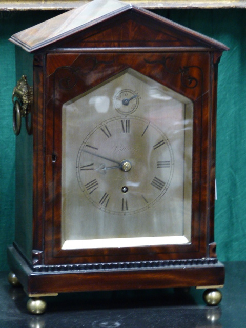 VULLIAMY,LONDON . A LATE GEORGIAN MAHOGANY AND EBONY INLAID BRACKET CLOCK. PLAIN SILVERED DIAL - Image 2 of 39