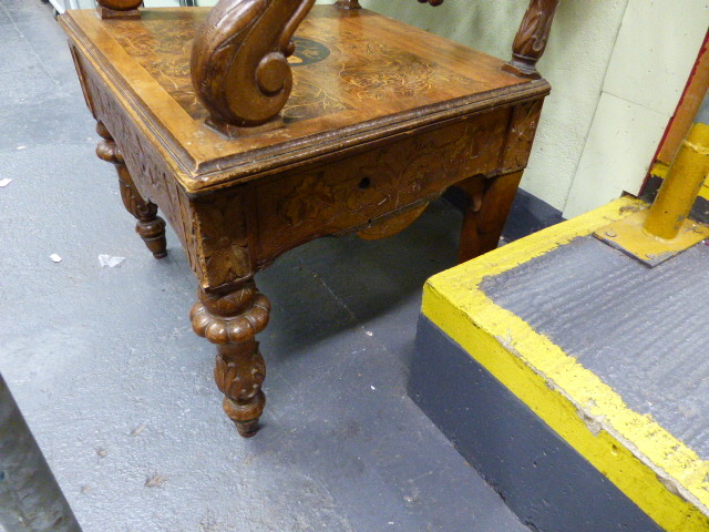 A 19th.C.SWISS BLACK FOREST CARVED AND INLAID ARMCHAIR WITH UNUSUAL SPRUNG SEAT AND INTEGRAL - Image 39 of 48