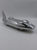 AN ALLOY STYLISED DESK TOP MODEL OF BLUEBIRD, LAND SPEED RECORD CAR.