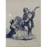 AUGUSTUS JOHN 1878-1961 (ARR) THE SERENADE PEN AND INK DRAWING. 23.5 x 20cms.
