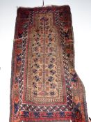 ANTIQUE BELOUCH PRAYER RUG. 86 x 158cms.