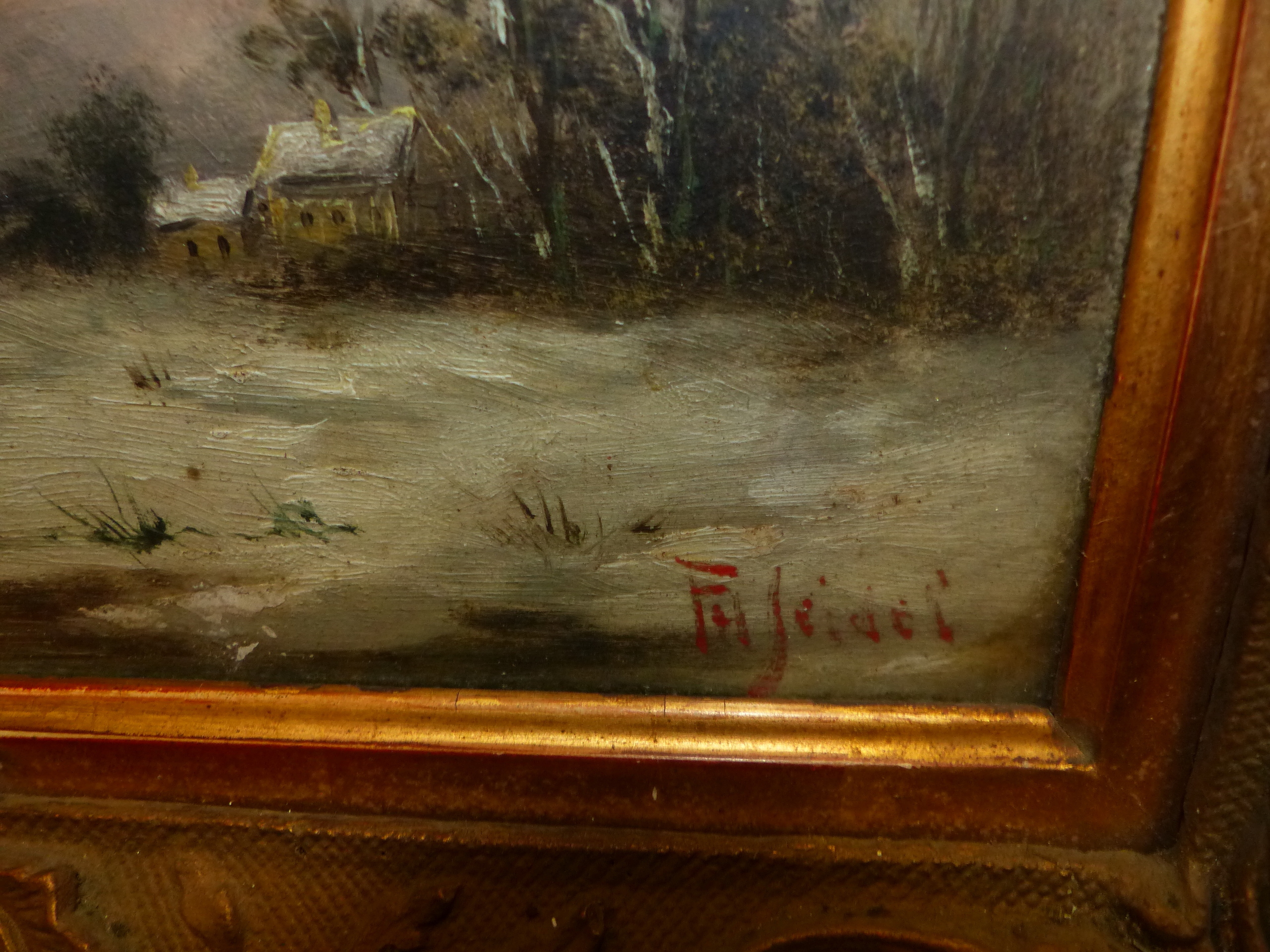 19th.C. CONTINENTAL SCHOOL A PAIR OF LANDSCAPES A WINTER AND SUMMER RIVER SCENE, BOTH SIGNED SEIDEL - Image 4 of 9