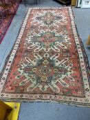 ANTIQUE CAUCASIAN KAZAK RUG. 285 x 143cms.