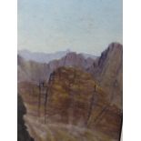 J.C. HARRISON (20th.C.) A SOUTH AFRICAN MOUNTAIN VIEW, WATERCOLOUR. 18.5 x 14cms.