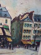 A 20TH CENTURY CONTINENTAL SCHOOL OIL ON CANVAS, PARIS STREET SCENE 50 X 40 CM