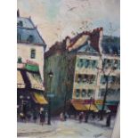 A 20TH CENTURY CONTINENTAL SCHOOL OIL ON CANVAS, PARIS STREET SCENE 50 X 40 CM