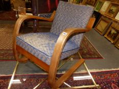 A RARE MID CENTURY ALVAAR ALTO BENTWOOD ARMCHAIR.