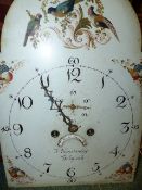 A LATE GEORGIAN OAK CASED LONG CASE CLOCK WITH 8-DAY BELL STRIKE MOVEMENT AND 33cms ARCH TOP PAINTED