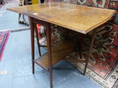 A SMALL ARTS AND CRAFTS OAK DROP LEAF OCCASIONAL TABLE. PROBABLY BY LIBERTY & CO. 80 x 61 x 67cms.