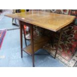 A SMALL ARTS AND CRAFTS OAK DROP LEAF OCCASIONAL TABLE. PROBABLY BY LIBERTY & CO. 80 x 61 x 67cms.