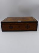 A 19th.C.SATINWOOD AND INLAID EBONY BANDED LIFT TOP TABLE BOX. W.33cms.