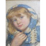 W.H. GADSBY (1844-1924) THE NEW SCARF INITIALLED WATERCOLOUR. 16 x 13.5cms.