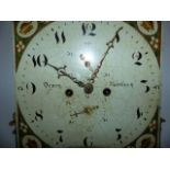A GEO.III. OAK CASED LONG CASE CLOCK WITH 8-DAY BELL STRIKE MOVEMENT. 33cms PAINTED DIAL SIGNED
