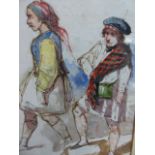 ATTRIBUTED TO WILLIAM LEE (1810-1865) FIGURE STUDIES, WATERCOLOUR. 19 x 14cms.