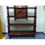 A 19th.C.MAHOGANY FOUR TIER WATERFALL BOOKCASE. W.87.5 x H.100cms.