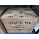 PORT, CASED TWELVE BOTTLES OF GRAHAM VINTAGE PORT. 1994.