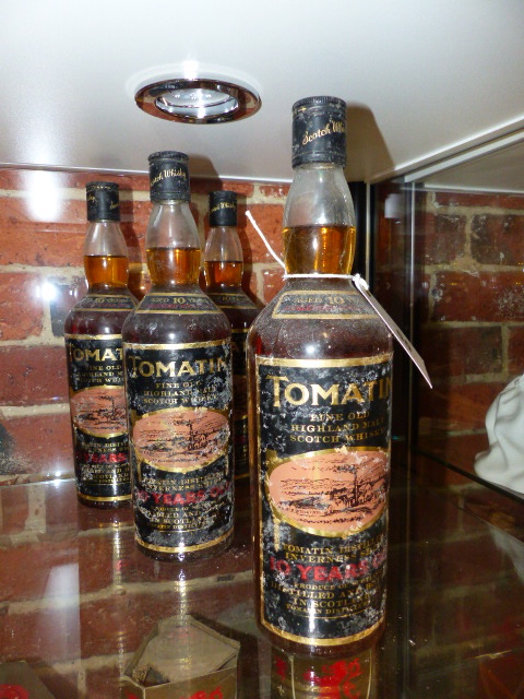 WHISKEY, SIX BOTTLES OF 10 YEAR OLD TOMATIN.