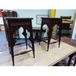 AN UNUSUAL PAIR OF SMALL ARTS AND CRAFTS OCCASIONAL TABLES IN THE MANNER OF LIBERTYS, THE TOPS 22.5x